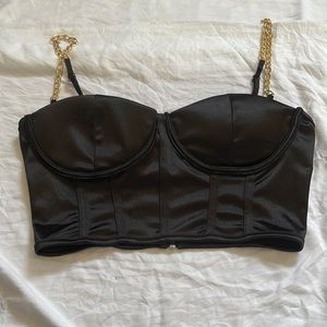 Black chain crop top